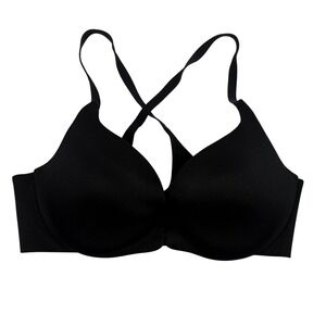 VICTORIAS SECRET Push Up 36C Full Coverage Lined Underwire Bra Black Front Clasp